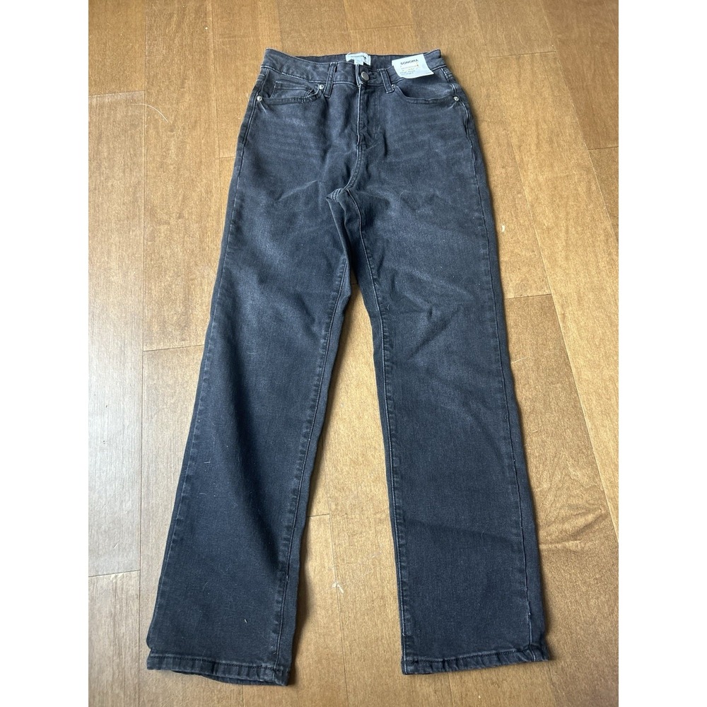 Sonoma Women's High Rise Black Denim Jeans  2R Straight Leg
